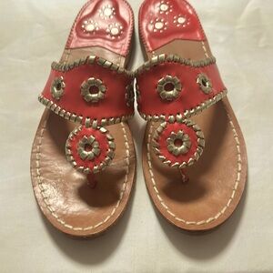 Fuchsia Pink & Silver Classic Jack‎ Rogers “Jacks” Sandals, size 8